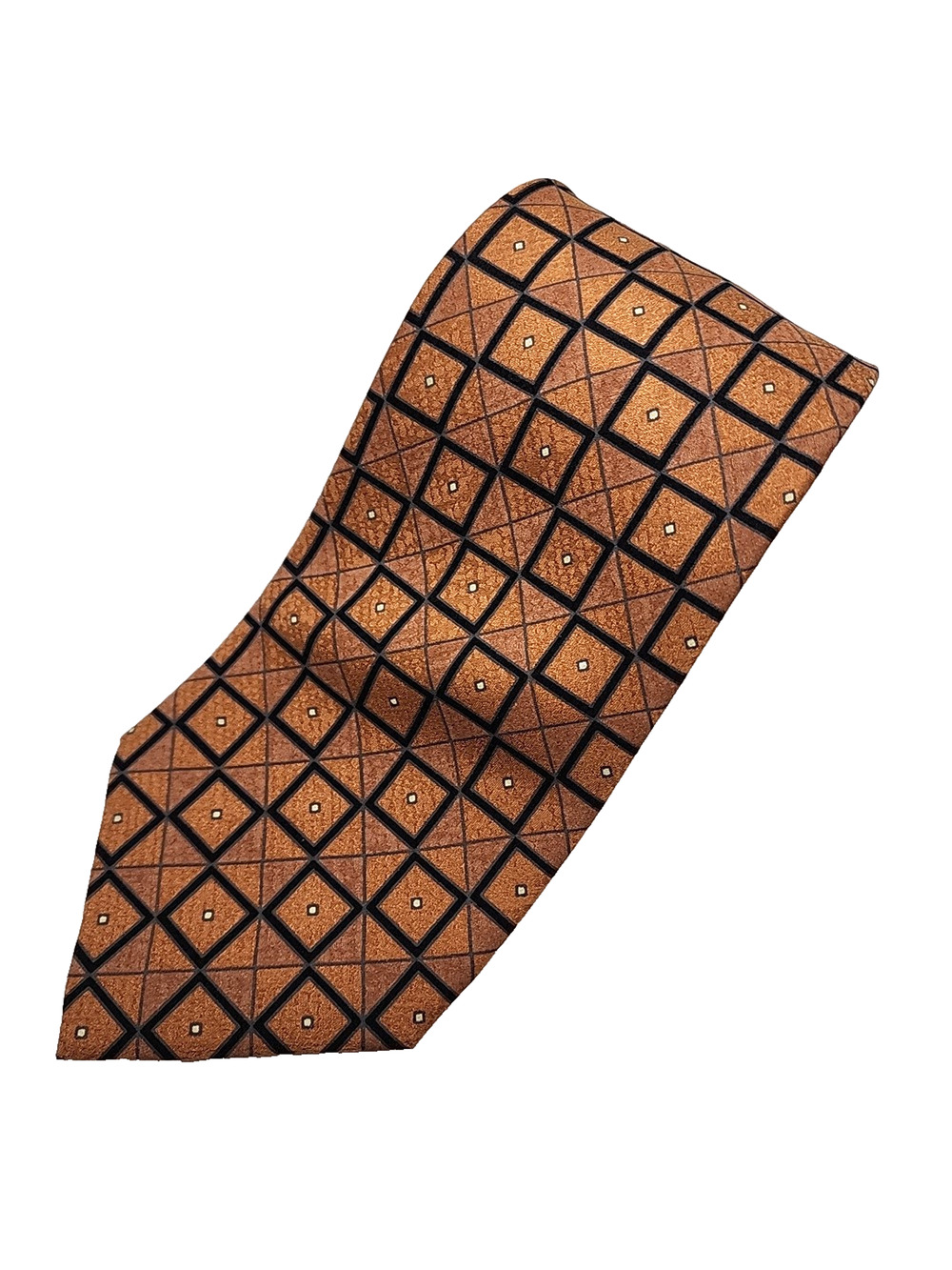 Carlos Devenezia Gold Geometric Silk Necktie - Like New